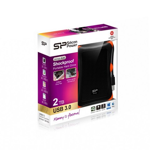 ARMOR A30 2TB USB 3.0 BLACK-ORANGE / PANCERNY / wstrząsoodporny