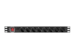 Listwa zasilająca Rack PDU 19 1U 16A 8X schuko 2M czarna