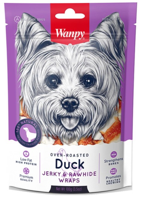 WANPY DUCK JERKY & RAWHIDE WRAPS 100g