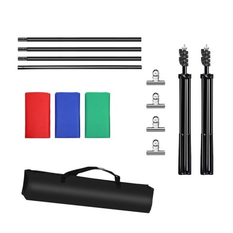 Zestaw/Statyw do mocowania tła fotograficznego Puluz 2x3m + tła fotograficzne 3 szt PKT5205