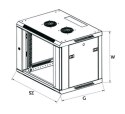 Szafka wisząca rack 12U 600x450 czarna szklane drzwi