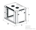 Szafka wisząca rack 4U 600x450 szara szklane drzwi