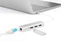 HUB/Koncentrator 3-portowy USB Typ C, 3x USB A HighSpeed z Gigabit LAN adapter, aluminium