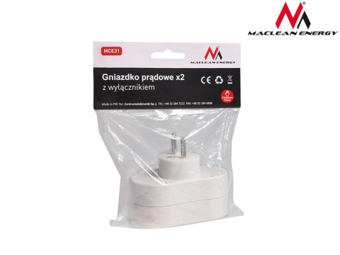 Gniazdko prądowe X2 z wyłącznikiem Energy MCE31 3680W