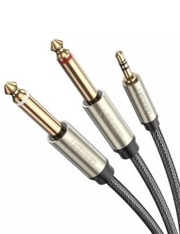 UGREEN AV126 Kabel TRS 3.5 mm do 2x TS 6.35 mm - 3m (szary)