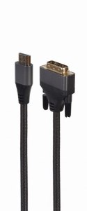 Kabel HDMI do DVI w oplocie 1.8m pozłacane końcówki