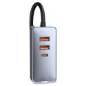 Ładowarka samochodowa Baseus Share Together z przedłużaczem, 2x USB, 2x USB-C, 120W (szara)