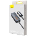 Ładowarka samochodowa Baseus Share Together z przedłużaczem, 2x USB, 2x USB-C, 120W (szara)