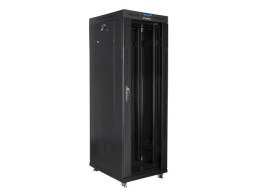 Szafa instalacyjna rack stojąca 19 37u 600x800 czarna, drzwi szklane lcd (Flat pack)