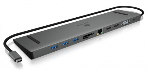 Stacja dokująca IB-DK2106-C Type-C z potrójnym wyjściem wideo, 2x High Speed HDMI typu A, 1x interfejs VGA, trzy interfejsy USB 