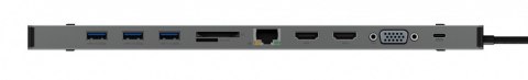 Stacja dokująca IB-DK2106-C Type-C z potrójnym wyjściem wideo, 2x High Speed HDMI typu A, 1x interfejs VGA, trzy interfejsy USB 