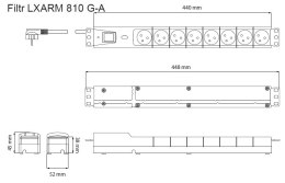 Listwa przeciwprzepięciowa LXARM 810, 3L, PDU, 3,0m, czarna