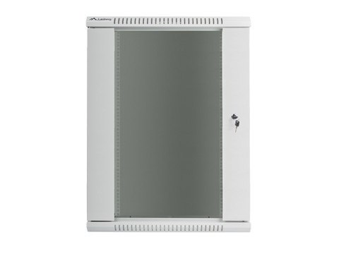 Szafa instalacyjna wisząca 19 cali 18U 600X450mm szara (drzwi szklane)