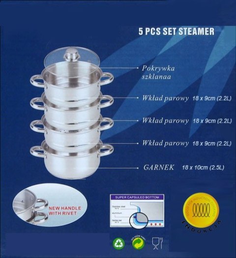 GARNKI DO GOTOWANIA NA PARZE 11L 5 ELE 20CM KiNGHOFF KH-3322