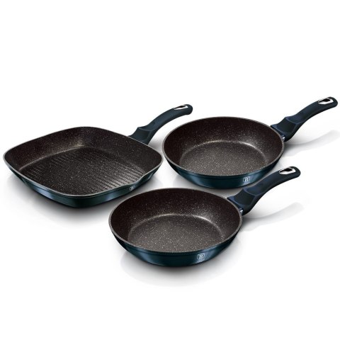 ZESTAW 3 PATELNI GRANITOWYCH 20/24/28CM BERLINGER HAUS METALLIC AQUAMARINE BH-6140