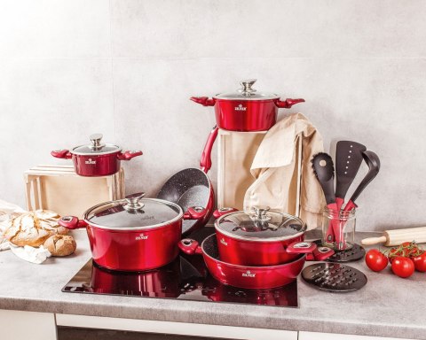 ZESTAW GARNKÓW Z POWŁOKĄ GRANITOWĄ 15 EL. ZILNER CHERRY RED ZL-8516