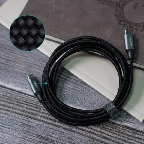 CB-CD6 kabel USB-C - USB-C 2m 60W PD 3A 20V nylonowy oplot czarny
