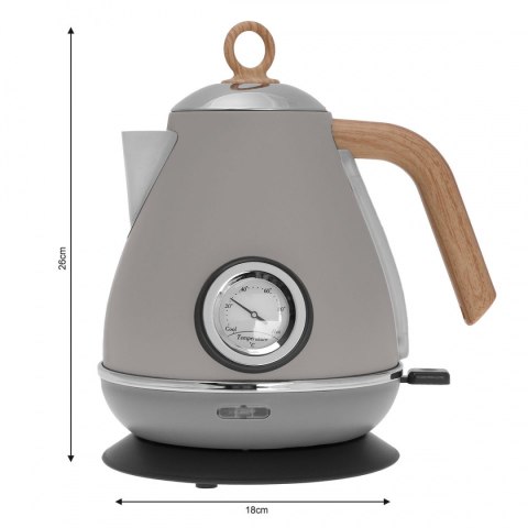 CZAJNIK ELEKTRYCZNY ZE STALI NIERDZEWNEJ 1.7L Z TERMOMETREM KASSEL 93225 SZARY