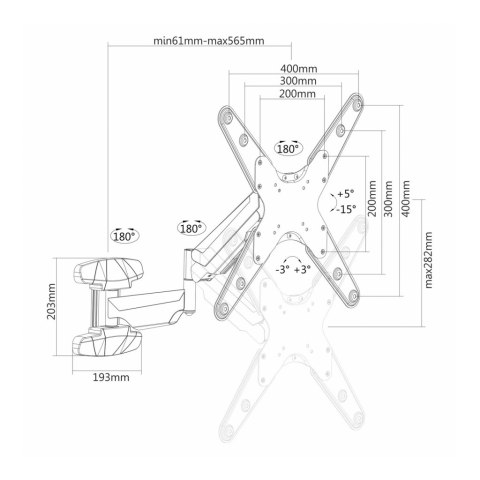 UCHWYT DO TV LED/LCD 23-55" 30KG AR-84G reg. pion/poziom GAZOWY