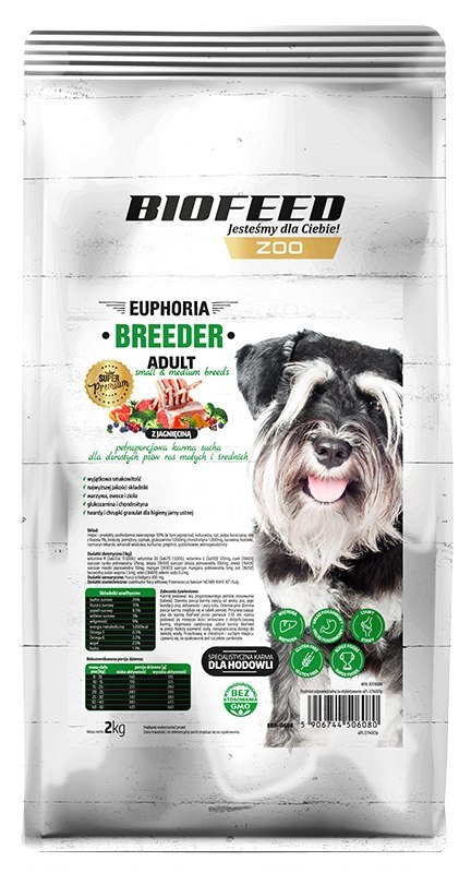 BIOFEED EUPHORIA BREEDER ADULT Small & Medium dla dorosłych psów małych i średnich ras z jagnięciną 2kg