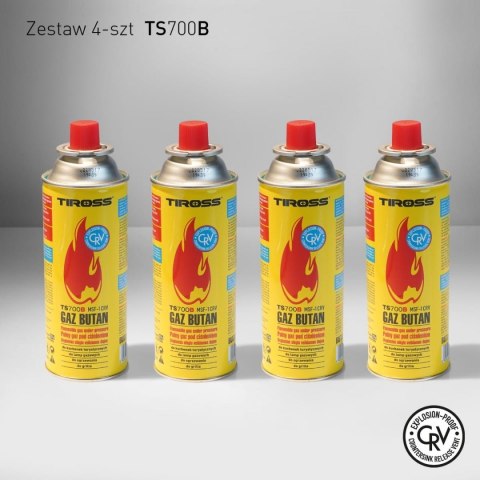 ZESTAW 4 GAZÓW / NABOJE GAZOWE / PRZECIWYBUCHOWY SYSTEM CRV / KARTUSZ 227g / TYP MSF-1a TIROSS TS-700B-4