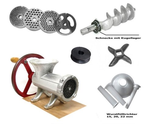 MASZYNKA ŻELIWNA DO MIELENIA MIĘSA #22 z KOŁEM KiNGHOFF KH-1430