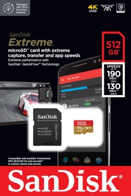 Karta pamięci Extreme microSDXC 512GB 190/130 MB/s A2 V30 U3