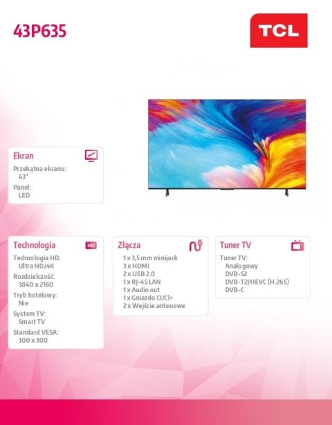 Telewizor LED 43 cale 43P635