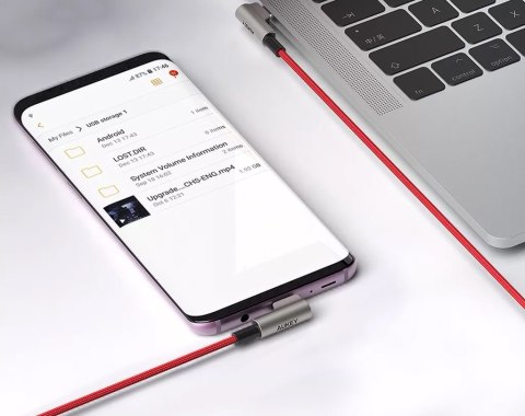 CB-CMD37 OEM kabel USB-C - USB-C 1m 60W PD 3A 20V nylonowy oplot czerwony