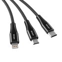 Kabel USB VFAN X16 3w1 USB-C / Lightning / Micro 3.5A 1.5m (czarny)