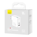 Ładowarka sieciowa Baseus GaN5 Pro, USB-C + USB, 100W + kabel (biała)