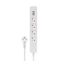 Listwa zasilająca przeciwprzepięciowa 4 gniazda z 3xUSB-A, Fast Charge, 1,5m, LZ-12