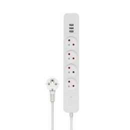 Listwa zasilająca przeciwprzepięciowa 4 gniazda z 3xUSB-A, Fast Charge, 1,5m, LZ-12