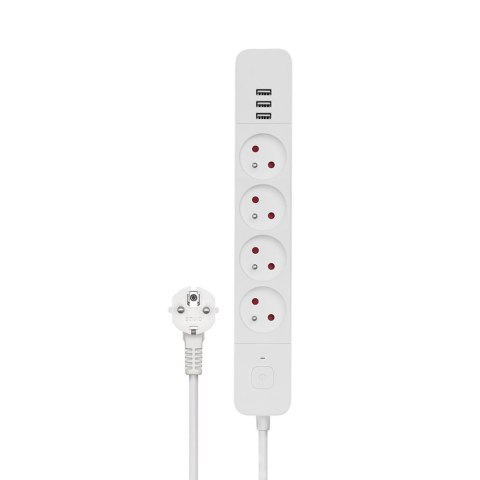 Listwa zasilająca przeciwprzepięciowa 4 gniazda z 3xUSB-A, Fast Charge, 1,5m, LZ-12