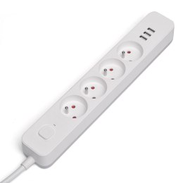 Listwa zasilająca przeciwprzepięciowa 4 gniazda z 3xUSB-A, Fast Charge, 1,5m, LZ-12