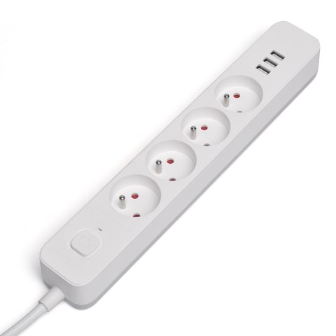 Listwa zasilająca przeciwprzepięciowa 4 gniazda z 3xUSB-A, Fast Charge, 1,5m, LZ-12