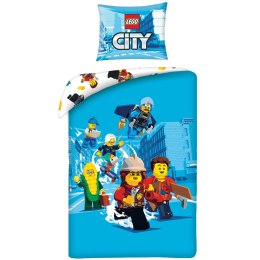 Pościel bawełna 140x200+1p70x90 Lego City niebieska
