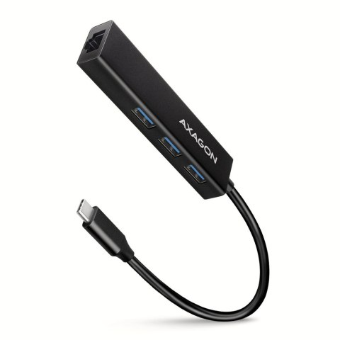 HMC-GL3A Wieloportowy hub metalowy 3x USB-A + GLAN, USB 3.2 Gen 1, 20 cm USB-C kabel