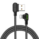 Kabel USB do Lightning kątowy Mcdodo CA-4674 LED, 0.5m (czarny)