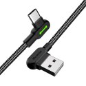 Kabel USB do USB-C kątowy Mcdodo CA-5280 LED, 0.5m (czarny)