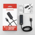 HUE-M1AL Hub 4-portowy Mini metalowy USB 3.2 Gen 1, 1.2m USB-A kabel