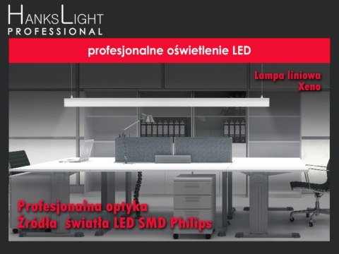 Lampa LED,HanksLight,liniowa,white, alu,zwiesz,1264mm,up21/down36W, AC230V,4000K