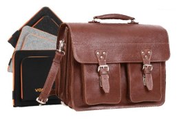 PROMO SET Torba biznesowa skórzana brown TC12+ etui EPD1 na laptop