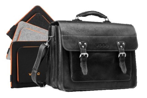 PROMO SET Torba biznesowa ze skóry black TC8+ etui EPD1 na laptop