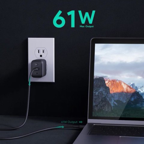 PA-B2 Black Omnia GaN ładowarka sieciowa 1xUSB-C 61W Power Delivery 3.0 3A