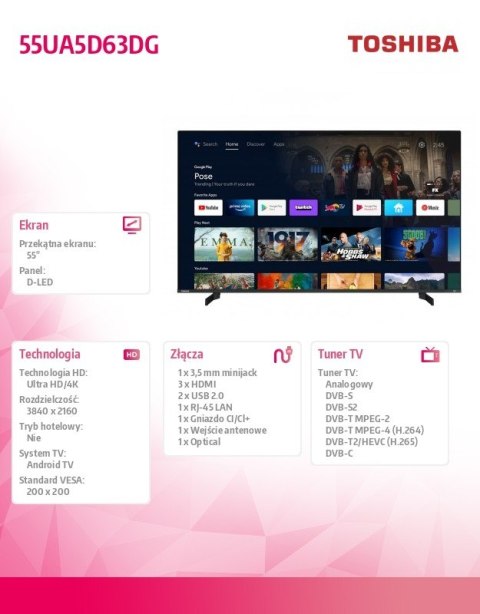 Telewizor LED 55 cali 55UA5D63DG