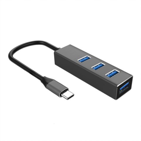 HUB USB-C męski / 4x USB 3.0 żeński (ALU) ART oem