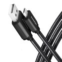 BUMM-AM15AB Kabel MicroUSB - USB-A, 1.5m, USB 2.0, 2.4A, ALU, oplot, Czarny