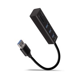 HMA-CR3A Wieloportowy hub 3x USB-A + SD/microSD, USB3.2 Gen 1 hub, metalowy, 20cm USB-A kabel