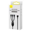 Kabel USB 3w1 Baseus Flash II, USB-C + micro USB + Lightning, 66W, 1.2m (czarny)